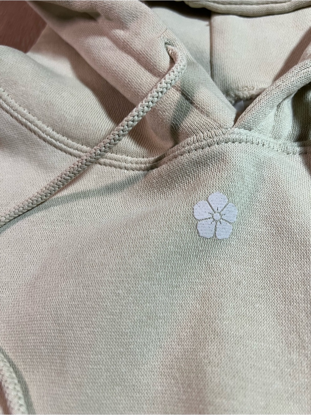 Floral Grid Graphic Hoodie in Light Beige - Picture 3 of 7